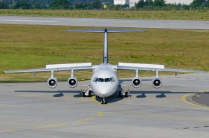 Lufthansa Cityline - Avro RJ85 D-AVRR - Taxiing in after landing in Dresden.