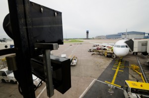 An Airbus A320 of British Midland at its gate after arrival in Manchester