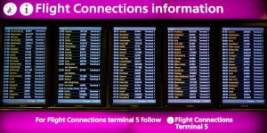 Board of all the departing flights from London Heathrow.