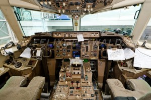 The flight deck of a British Airways Boeing 767-300 parked at Franfkurt prior a flight to London Heathrow