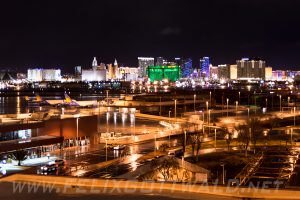 View of Las Vegas McCarran airport and casinos on the strip