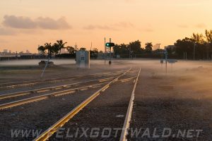 Area near Miami Airport during sunrise with some ground fog