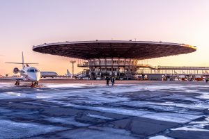 Airport Moscow Sheremetyevo SVO Terminal B during sunset