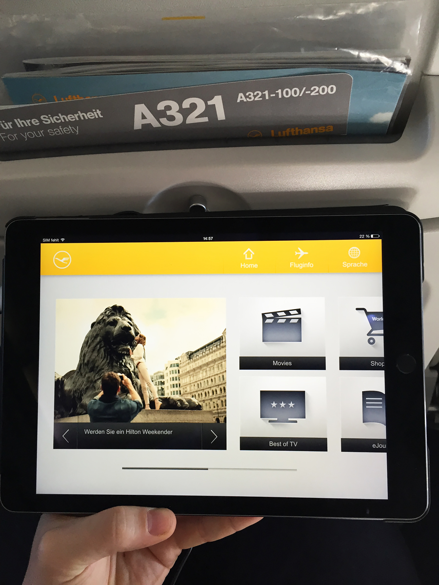Lufthansa inflight entertainment system IFE application for ipad