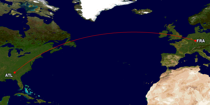 Map Frankfurt-Atlanta