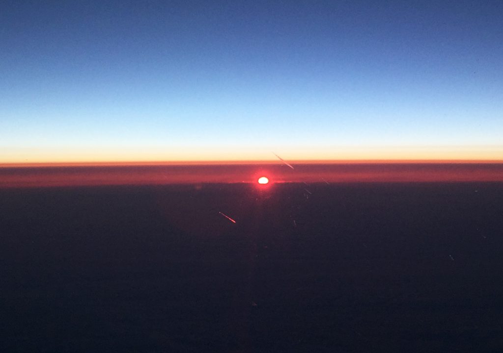 Sunrise over the North Atlantic near 40° West.