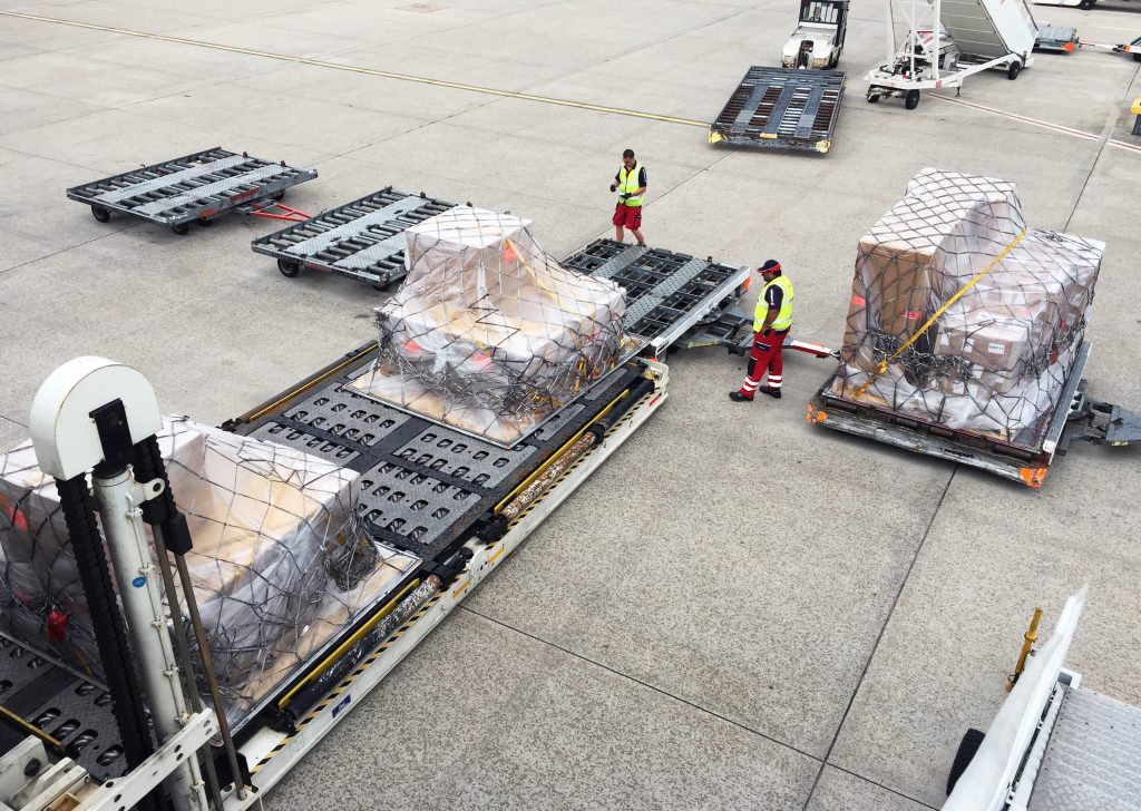 Cargo loading Manchester Lufthansa Cargo