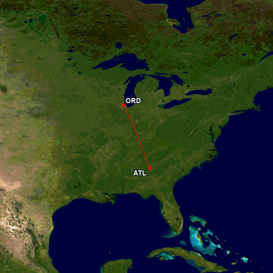 Today's flight was routed from Atlanta to Chicago.